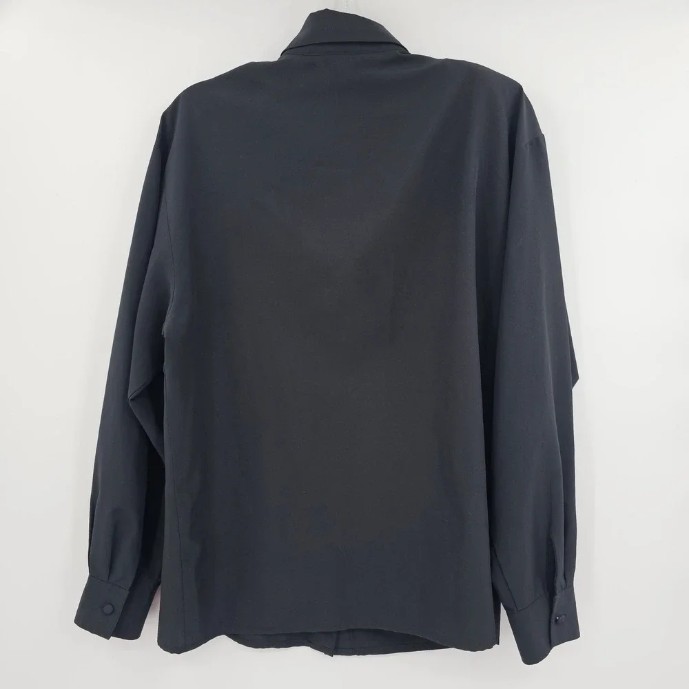 Yves St Clair‎ Black Embroidered Beaded Blouse Long Sleeve Vintage Size 12